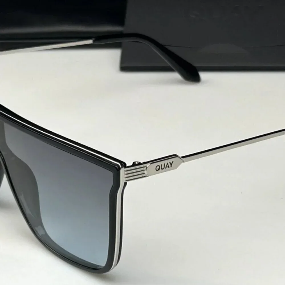 New Quay Nightfall Remixed Black Silver Frame/Grey Turquoise Lens Sunglasses